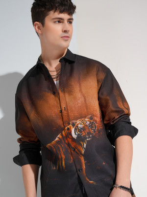 HIGHLANDER Men Printed Casual Brown Shirt