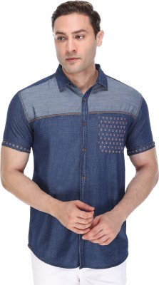 KUONS AVENUE Men Solid Casual Blue Shirt