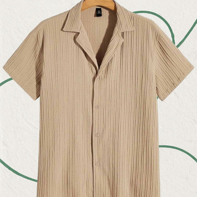 A FUBAR Men Self Design Formal Gold Shirt