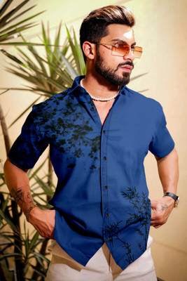 METRONAUT Men Printed Casual Blue, White Shirt