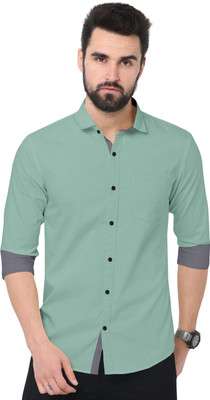 RGSTORE Men Solid Casual Light Green Shirt