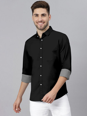SAADIWALA Men Solid Formal Black Shirt