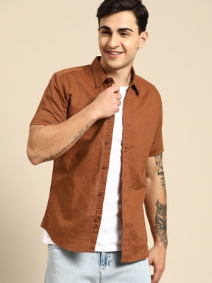 United Colors of Benetton Men Solid Casual Brown Shirt