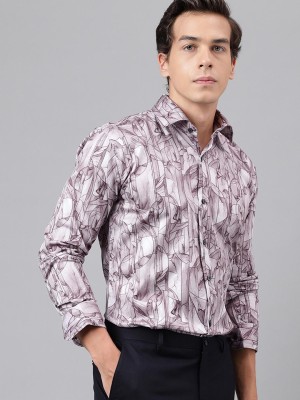 Hancock Men Printed Formal Purple, White Shirt