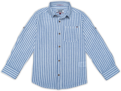 Junior Club Boys Striped Casual Blue Shirt