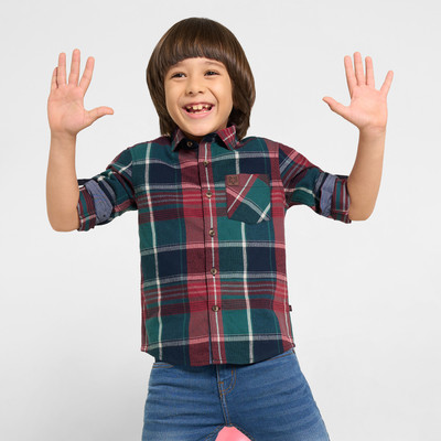Pantaloons Junior Boys Checkered Casual Red Shirt