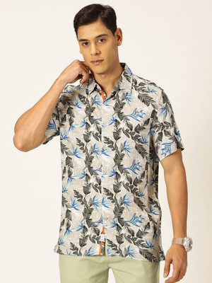 THOMAS SCOTT Men Floral Print Casual Grey Shirt