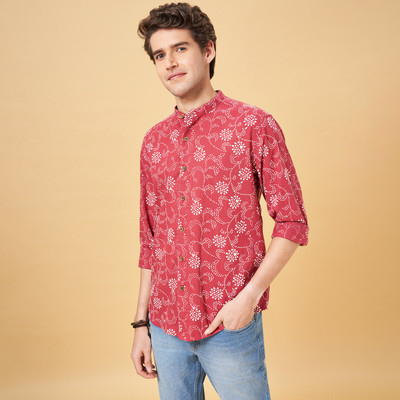 Indus Route by Pantaloons Men Printed Casual Red, White Shirt