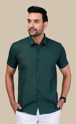 RENOUX Men Solid Casual Dark Green Shirt