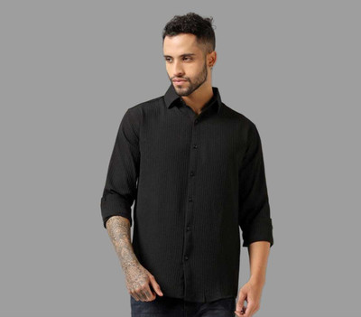 Frenfine Fashion Men Solid Formal Black Shirt