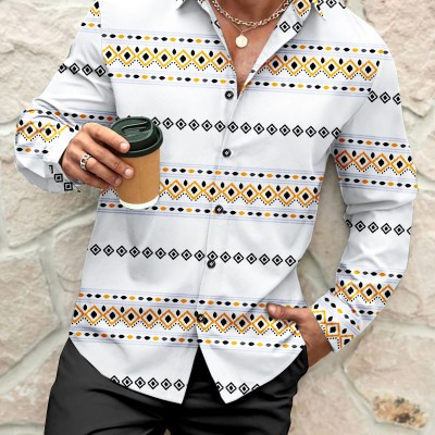 DEVHEER Men Printed Casual Cream Shirt