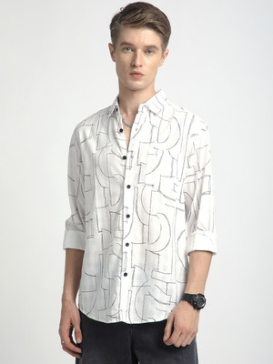 VASTRADO Men Self Design Casual White Shirt