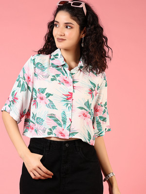 V-MART Women Printed Casual Pink Shirt