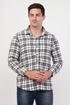 Luciend Men Checkered Casual Black, White Shirt