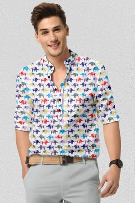 Arth Enterprise Men Printed Casual White Shirt