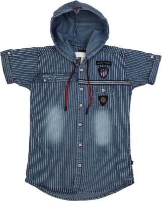 V-MART Boys Striped Casual Blue Shirt