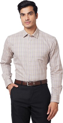 PARK AVENUE Men Checkered Formal Brown Shirt