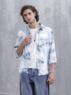 WROGN Men Solid Casual Blue Shirt