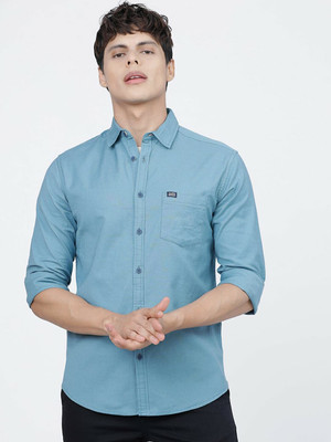 The Indian Garage Co. Men Solid Casual Blue Shirt