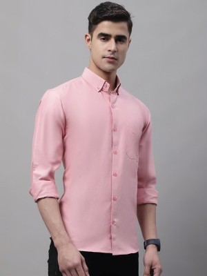 SID FAB Men Solid Casual Pink Shirt