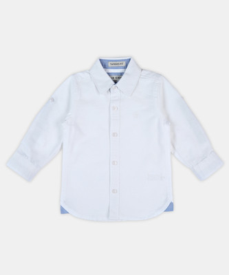 tiniberry Baby Boys Self Design Casual Light Blue Shirt