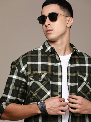 Roadster Men Checkered Casual Black, Multicolor Shirt