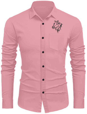Sanskruti Men Embroidered Casual Pink Shirt