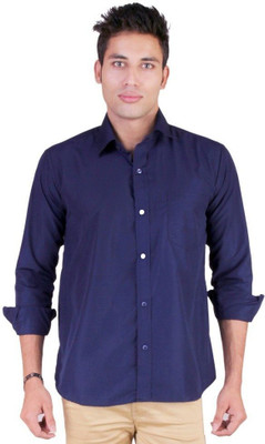 Super Weston Trend Men Solid Casual Dark Blue Shirt