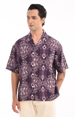 Estilocus Men Printed Casual Purple Shirt