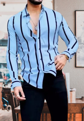Divybhav Men Striped Casual Blue Shirt