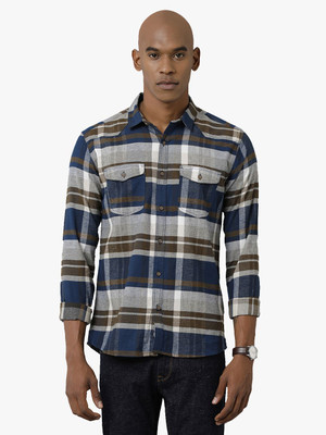 VOI JEANS Men Checkered Casual Brown Shirt