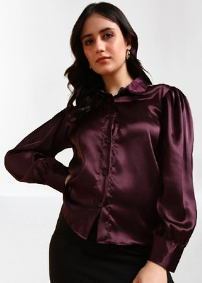 KRYSTYNE Women Solid Casual Maroon Shirt
