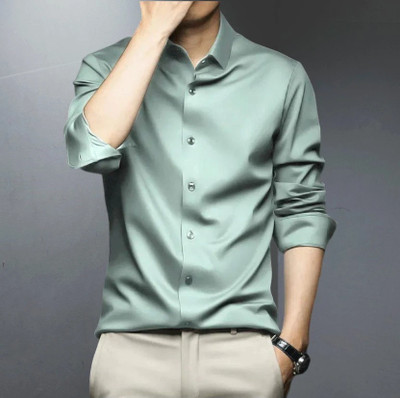 SATADHAR ENTERPRISES Men Solid Casual Green Shirt