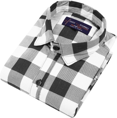 LRK Men Checkered Casual White, Black Shirt