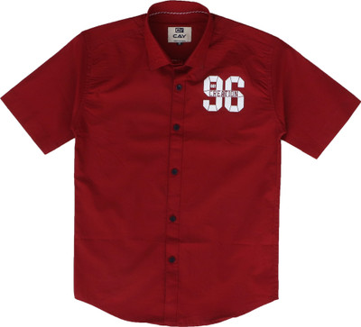 Cay Boys Printed Casual Maroon Shirt