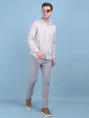 CRIMSOUNE CLUB Men Printed Casual Beige Shirt