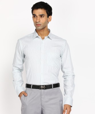 PARK AVENUE Men Striped Formal Blue, White Shirt