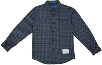 RAW OUTFITTERS Boys Solid Casual Dark Blue Shirt