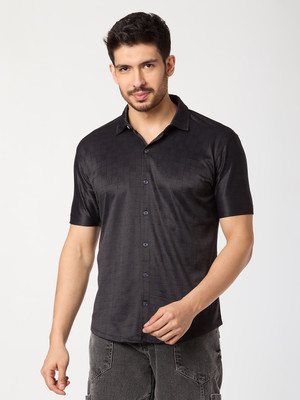 Belive in Yourself Men Striped Casual Black Shirt