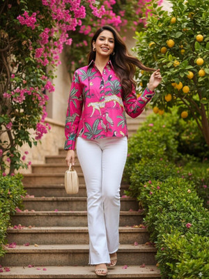 Uptownie Women Dyed/Ombre Casual Pink Shirt