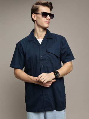 Roadster Men Solid Casual Dark Blue Shirt