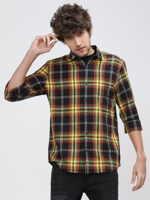 HIGHLANDER Men Checkered Casual Black Shirt