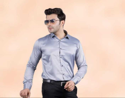 Mvraj Fashion Men Solid Casual Grey Shirt