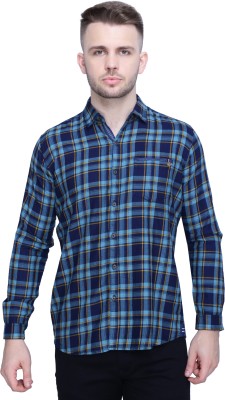 KUONS AVENUE Men Checkered Casual Yellow, Light Blue, Dark Blue Shirt