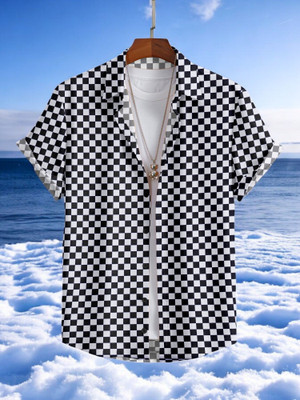 GCFAB Men Printed Casual Black, White Shirt