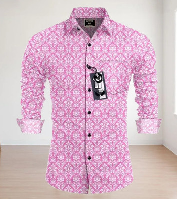 ALITEWEAR Men Printed Casual Pink Shirt