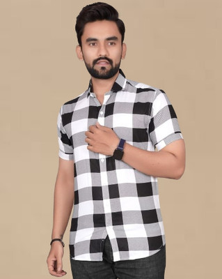 METRONAUT Men Checkered Casual Black Shirt