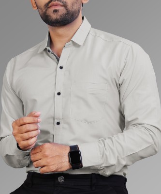 VeBNoR Men Solid Formal Grey Shirt