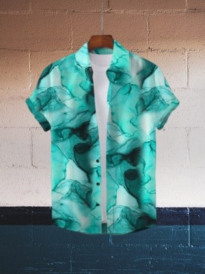 THE XOS Men Printed Casual Green Shirt