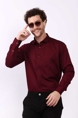 TRENDY OWL Men Solid Formal Maroon Shirt